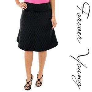 US made Stretch Flare Skirt, d-4043, Black
